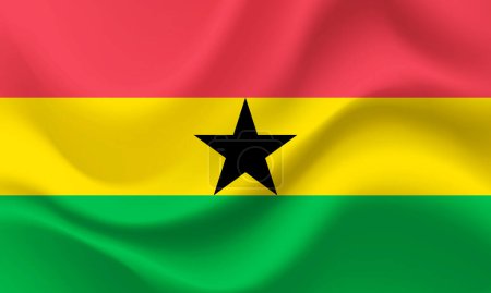 Ilustración de Bandera Vector Ghana. Bandera ondeada de Ghana. Ghana emblema, icono. - Imagen libre de derechos