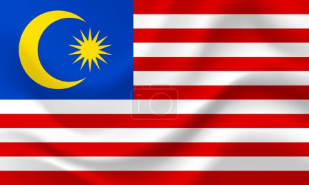 Ilustración de Bandera vectorial de Malasia. Banner malayo. Ilustración de bandera. Colores oficiales y proporción correcta. Símbolo de Malasia - Imagen libre de derechos