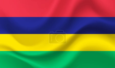 Ilustración de Vector Mauricio. Bandera ondeada de Mauricio. Mauricio emblema, icono. - Imagen libre de derechos