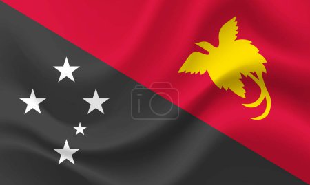Ilustración de Vector Papua Nueva Guinea bandera. Bandera ondeada de Papúa Nueva Guinea. Papúa Nueva Guinea emblema, icono. - Imagen libre de derechos