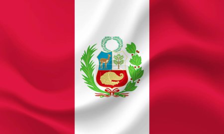 Ilustración de Bandera del Vector Perú. Bandera ondeada del Perú. emblema de Perú, icono. - Imagen libre de derechos