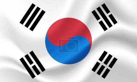 Illustration for South Korea flag. Flag of South Korea. Vector flag illustration. Official colors and proportion correctly. South Korea banner - Royalty Free Image