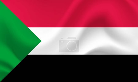 Téléchargez les illustrations : Drapeau vectoriel Soudan. Drapeau agité du Soudan. Emblème soudanais, icône. - en licence libre de droit