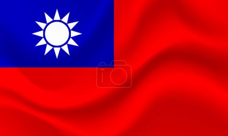 Ilustración de Vector Taiwán. Bandera ondeada de Taiwán. emblema de Taiwán, icono. - Imagen libre de derechos