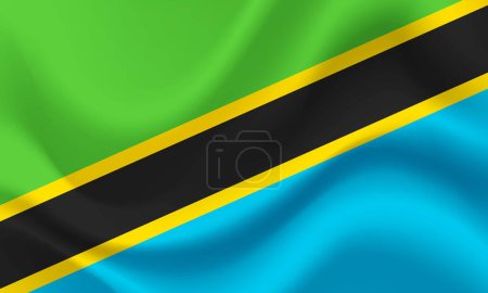Ilustración de Vector Bandera de Tanzania. Bandera ondeada de Tanzania. emblema de Tanzania, icono. - Imagen libre de derechos