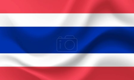 Illustration for Waved Thailand flag. Thai flag. Vector emblem of Thailand - Royalty Free Image