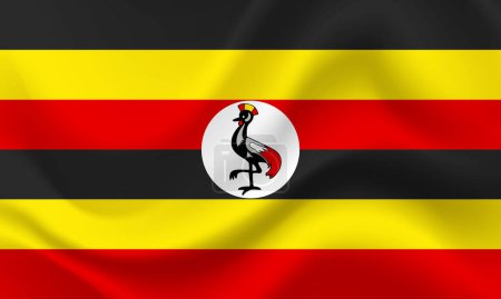 Ilustración de Bandera Vector Uganda. Bandera ondeada de Uganda. emblema ugandés, icono. - Imagen libre de derechos