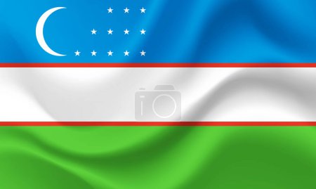 Ilustración de Vector Bandera de Uzbekistán. Bandera ondeada de Uzbekistán. Uzbekistán emblema, icono. - Imagen libre de derechos