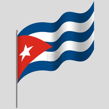 Téléchargez les illustrations : Drapeau Cuba agité. Drapeau cubain sur mât. Emblème vectoriel de Cuba - en licence libre de droit