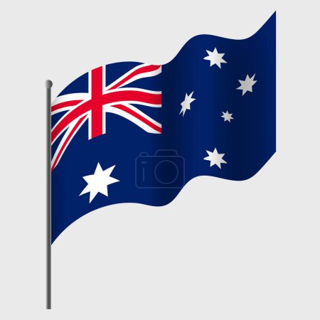 Ilustración de Ondeó la bandera de Australia. Bandera australiana en asta de bandera. emblema vectorial de Australia - Imagen libre de derechos