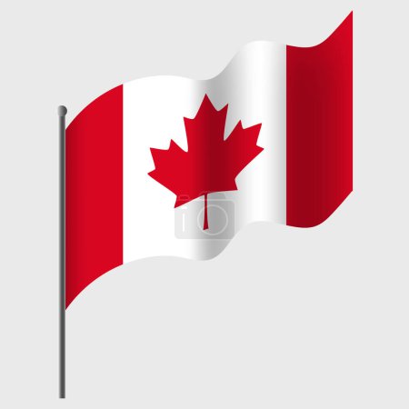 Ilustración de Ondeó la bandera de Canadá. Bandera canadiense en asta de bandera. emblema vectorial de Canadá - Imagen libre de derechos