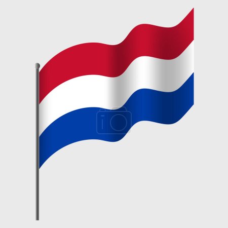 Illustration for Vector Netherlands flag. Waved Flag of Netherlands. Netherlands emblem, icon. - Royalty Free Image