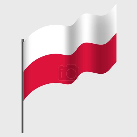 Illustration for Vector Poland flag. Waved Flag of Poland. Poland emblem, icon. - Royalty Free Image