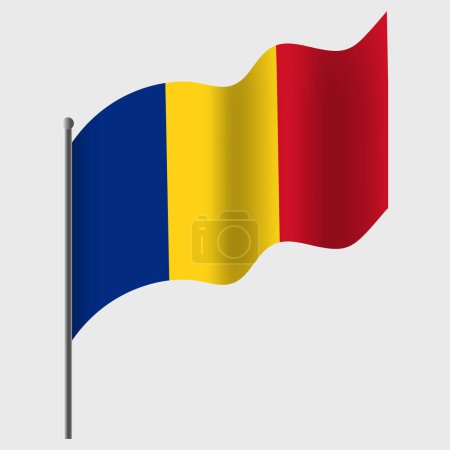 Téléchargez les illustrations : Drapeau de Roumanie agité. Drapeau roumain sur mât. Emblème vectoriel de la Roumanie - en licence libre de droit