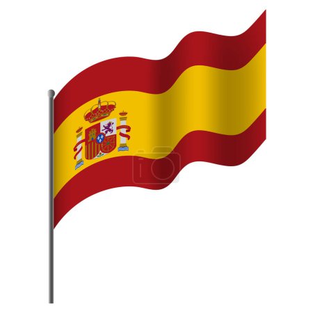 Ilustración de Bandera Vector España. Bandera ondeada de España. España emblema, icono. - Imagen libre de derechos