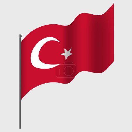 Téléchargez les illustrations : Drapeau de Turquie agité. Drapeau turc sur mât. Emblème vectoriel de la Turquie - en licence libre de droit