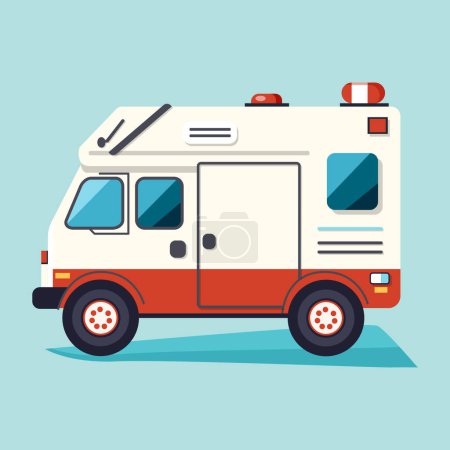 Téléchargez les illustrations : Voiture d'ambulance dans le style plat. Illustration vectorielle ambulance d'urgence. Véhicule médical. - en licence libre de droit