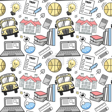Illustration for School background. Seamless back to school pattern. Concept of school background. - Royalty Free Image