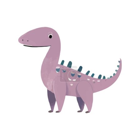 Illustration for Cute cartoon purple dinosaur. Hand drawn vector dinosaur illustrations - Royalty Free Image