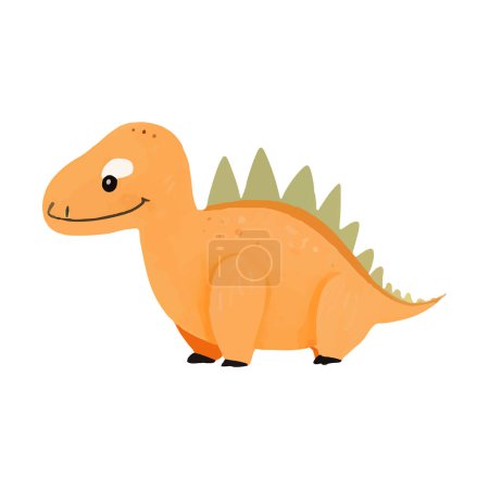 Illustration for Cute cartoon orange dinosaur. Hand drawn vector dinosaur illustrations - Royalty Free Image