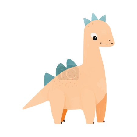 Téléchargez les illustrations : Mignon dinosaure orange dessin animé. Illustrations de dinosaures vectoriels dessinées à la main - en licence libre de droit