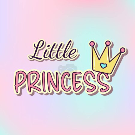 Illustration for Phrase Little Princess. Cute girly sticker with crown. Vector design for kids - Royalty Free Image