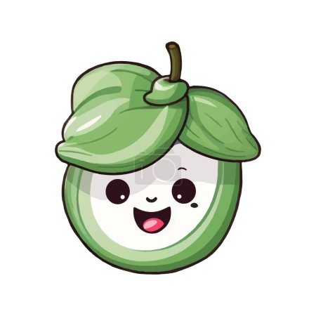 Illustration for Kawaii cabbage. Hand drawn vector cabbage with funny smile. Cartoon vegetable with eyes. - Royalty Free Image