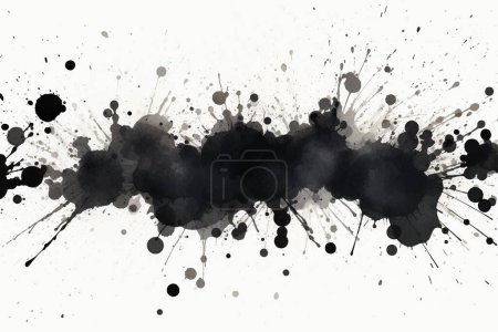 Watercolor abstract splash, spray. Color painting vector texture. Black background. 