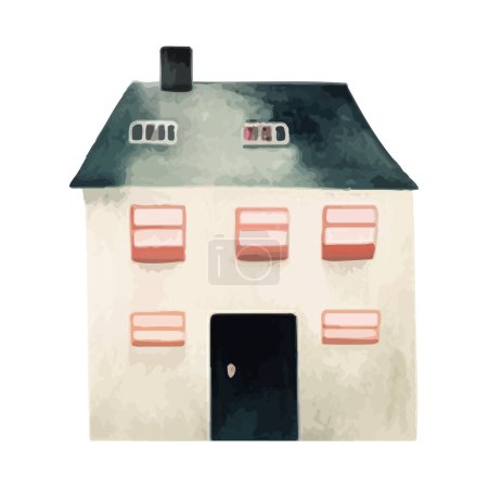 Ilustración de Casa vectorial escandinava. Lindo hogar acuarela. Edificio europeo. Ilustración vectorial infantil - Imagen libre de derechos