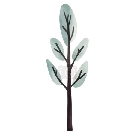 Ilustración de Lindo árbol de acuarela. Árboles vectoriales escandinavos. Ilustración vectorial infantil - Imagen libre de derechos
