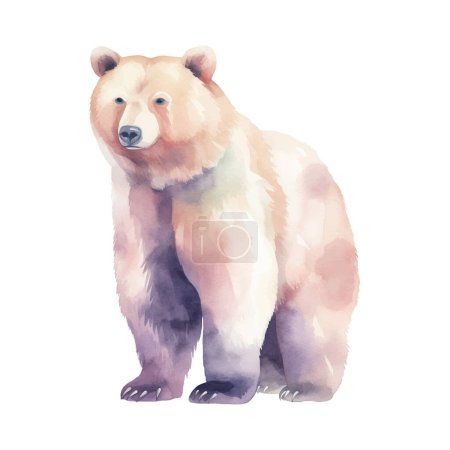 Téléchargez les illustrations : Aquarelle ours brun. Illustration vectorielle avec ours dessiné à la main. Clip art image. - en licence libre de droit