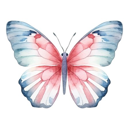 Illustration for Watercolor exotic butterfly. Vector illustration with hand drawn butterfly, moth. Clip art image. - Royalty Free Image