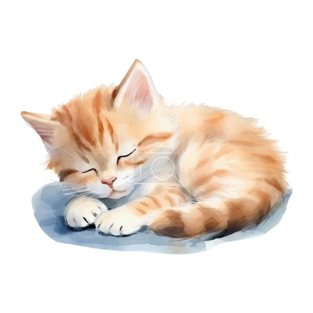 Ilustración de Gato acuarela. Ilustración vectorial con dibujado a mano - Imagen libre de derechos