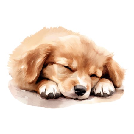 Ilustración de Acuarela para dormir perro. Ilustración vectorial con cachorro dibujado a mano. Clip imagen de arte. - Imagen libre de derechos