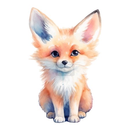 Illustration for Watercolor fox. Vector illustration with hand drawn cute fox. Clip art image. - Royalty Free Image