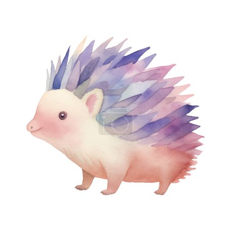 Illustration for Vector illustration with hand drawn hedgehog. Watercolor hedgehog in pastel colors. Clip art image. - Royalty Free Image