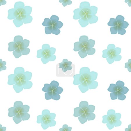 Ilustración de Patrón sin costuras con flores azules sobre fondo blanco. Primavera, patrón sin costuras de verano. Ilustración vectorial - Imagen libre de derechos