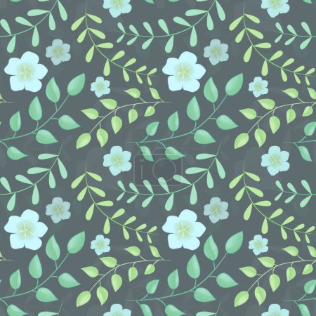 Illustration for Vector seamless floral pattern on a dark background. Brunches and flowers illustration - Royalty Free Image