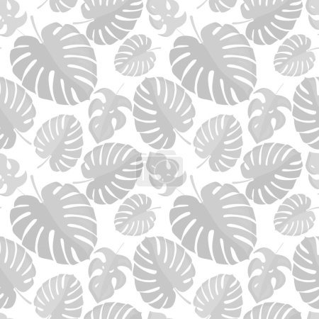 Illustration for Palm Leaf Seamless Background. Monochrome pattern tropical leaf. - Royalty Free Image