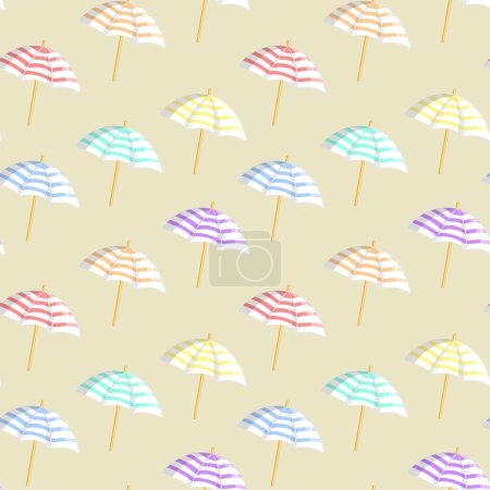 Téléchargez les illustrations : Parapluie coloré motif vectoriel sans couture. Illustration de fond - en licence libre de droit