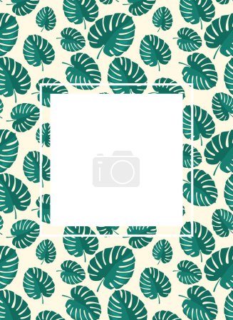 Illustration for Vector frame with leaves. Summer banner, background. Template for design poster, banner, invitation, voucher. - Royalty Free Image