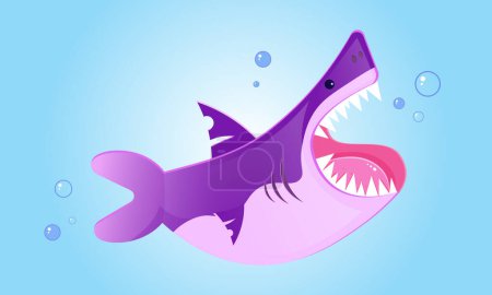 Illustration for A hungry violet shark. Vector illustration - Royalty Free Image