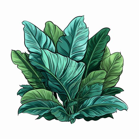 Illustration for Vector tropical bush with green leaves. Jungle palm leaves. Green foliage, wild floral. - Royalty Free Image
