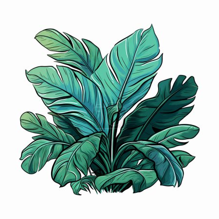 Illustration for Vector jungle palm leaves. Tropical bush with green leaves. Green foliage, wild floral. - Royalty Free Image