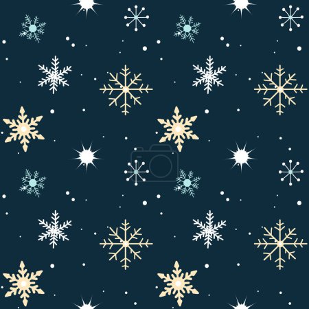 Ilustración de Patrón sin costuras de invierno con copos de nieve. Patrón vectorial Navidad. Diseño de tarjeta de invierno. - Imagen libre de derechos
