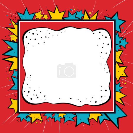 Illustration for Comic red background with cloud frame design. Comics speech bubble for text pop art design. - Royalty Free Image