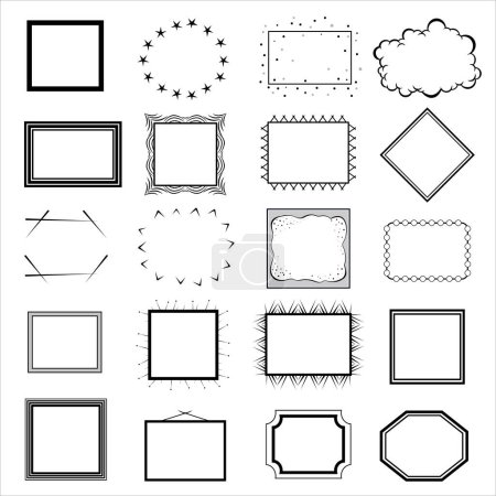 Ilustración de Conjunto de marcos de línea simples. Colección de plantillas verticales en blanco para decorar texto. - Imagen libre de derechos