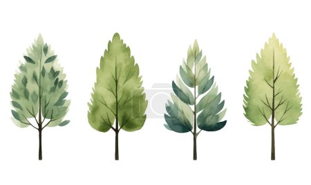 Illustration for Collection of scandi watercolor trees. Trendy vector plants. Cute abstract colorful trees clipart. - Royalty Free Image