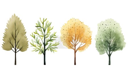Illustration for Collection of scandi watercolor trees. Trendy vector plants. Cute abstract colorful trees clipart. - Royalty Free Image