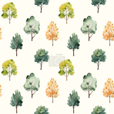 Ilustración de Lindos árboles de acuarela patrón sin costura. Árboles de fondo floral. Trendy scandi vector de fondo - Imagen libre de derechos